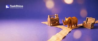 A small wooden rhino stands at a crossroads of narrow paper paths, each leading to a different small wooden tool chest, deciding which way to walk.
