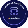 monday.com Advanced Workflow Badge earned by Rakesh Patel, certified February 22, 2024