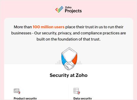 zoho projects - Safety and Security