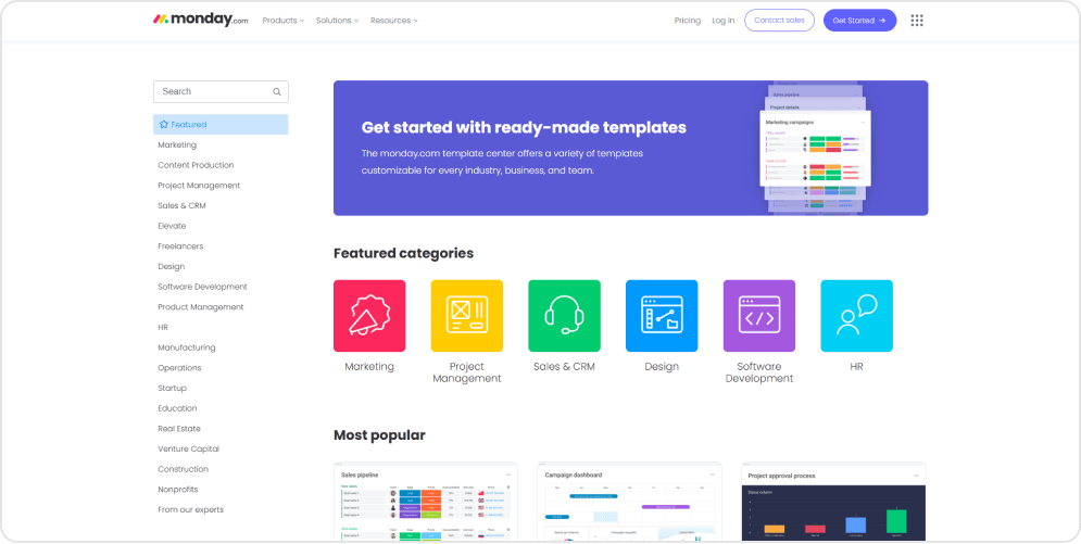 Templates for quick setup