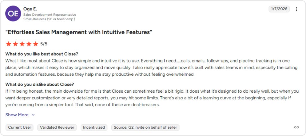 Close - User perspective