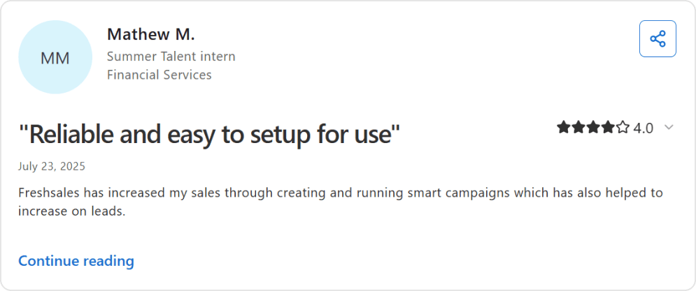 Freshsales - User perspective