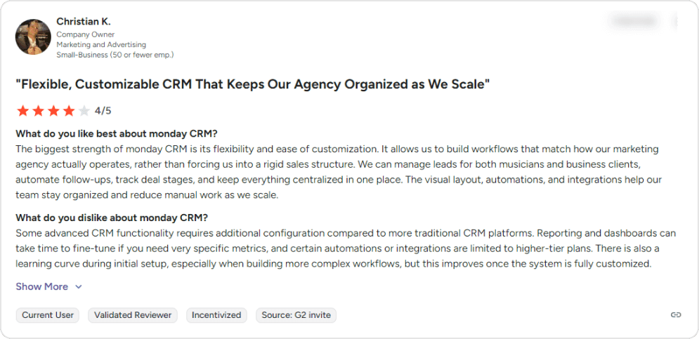 Monday.com CRM - User perspective