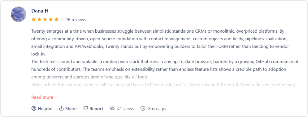 Twenty User perspective