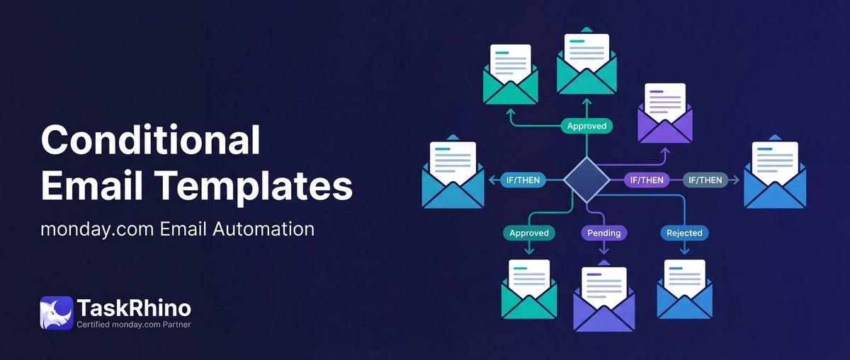 monday.com Conditional Email Template Selection Banner