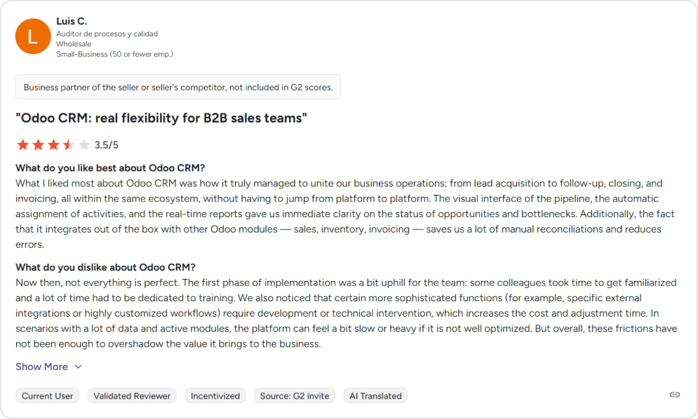 Odoo G2 Reviews