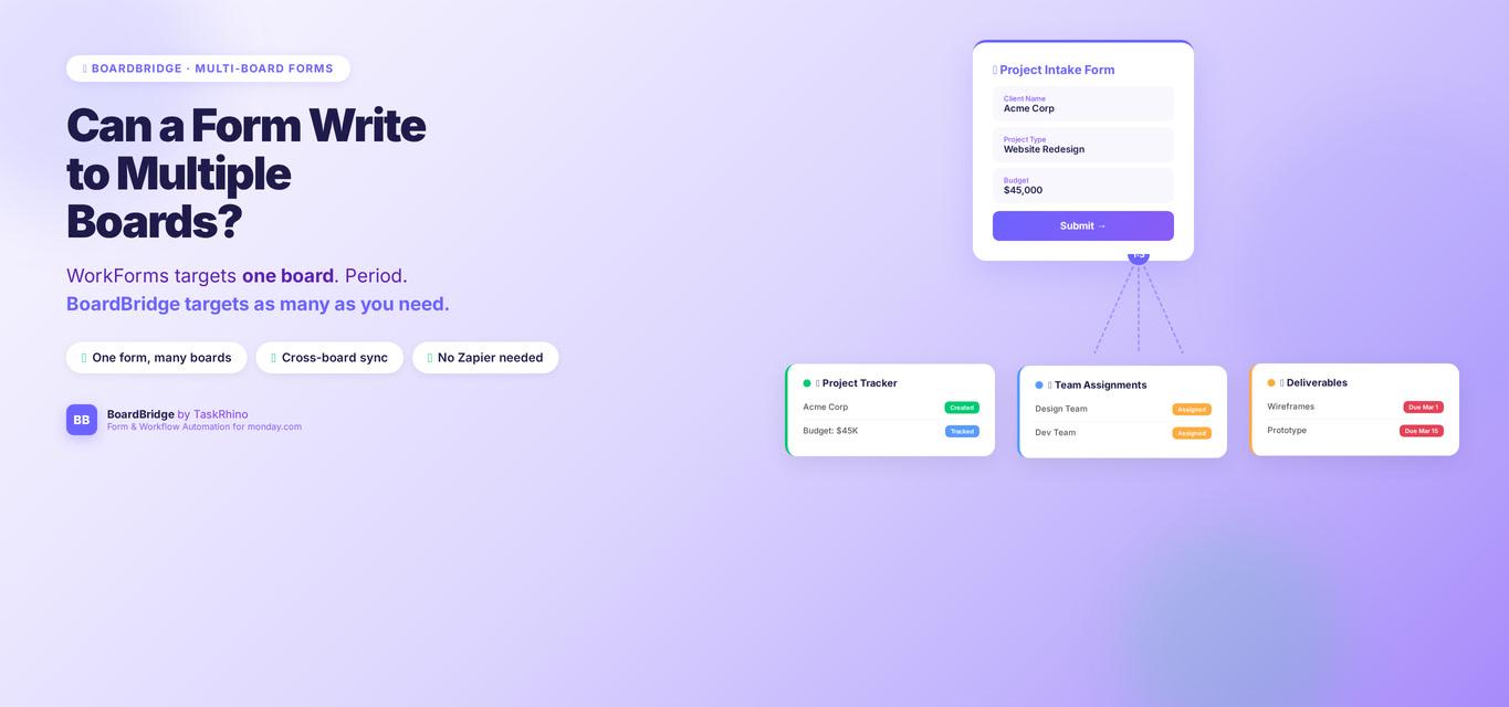 Can a monday.com Form Write to Multiple Boards - BoardBridge multi-board form