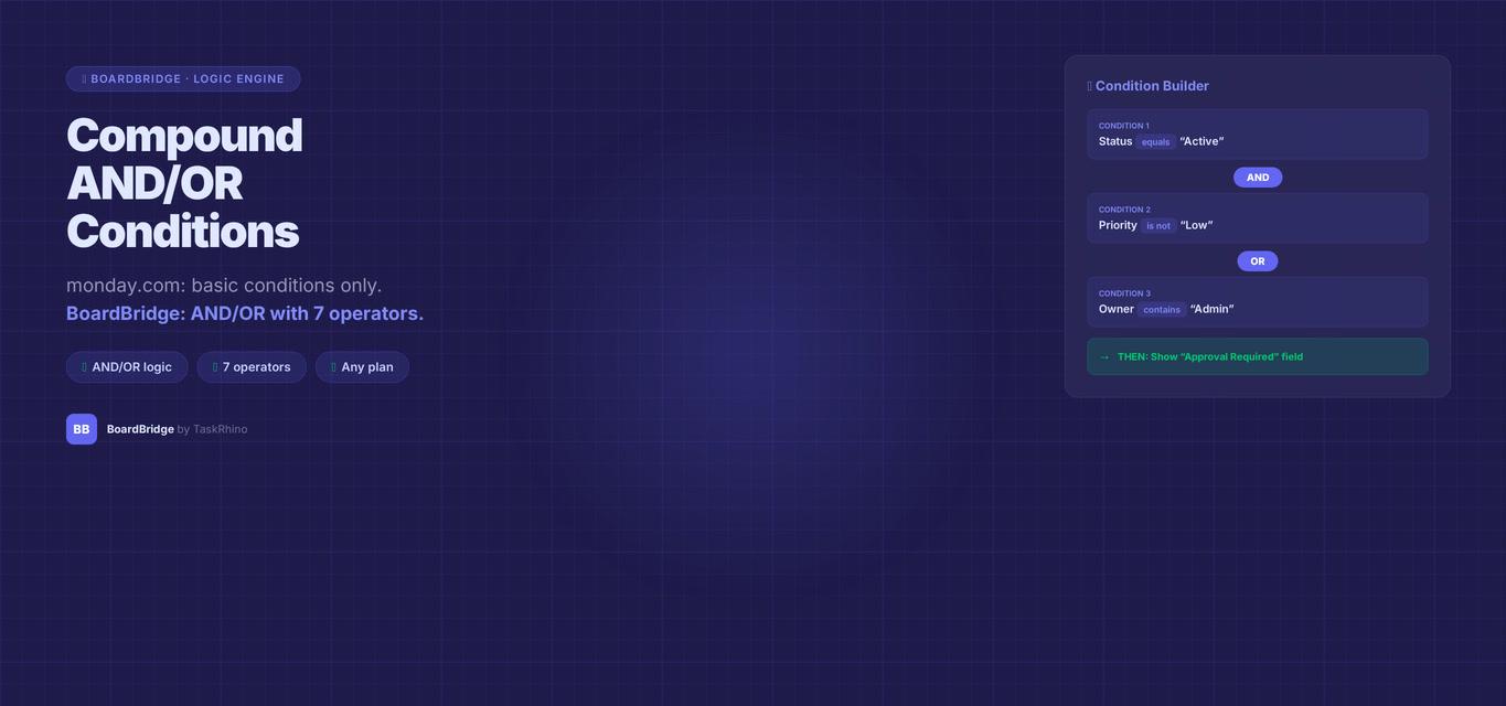 monday.com Form Compound AND/OR Conditions - BoardBridge logic engine