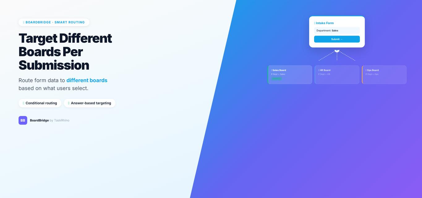 monday.com Form Target Different Boards Per Submission - BoardBridge smart routing