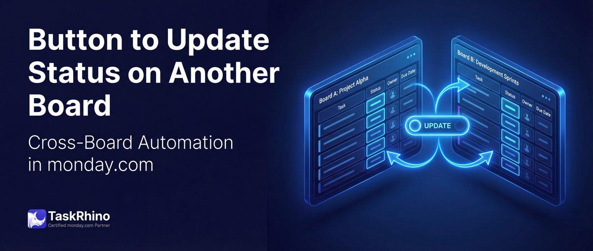Status Board Update monday.com Button Click Update Status on Another Board - TaskRhino